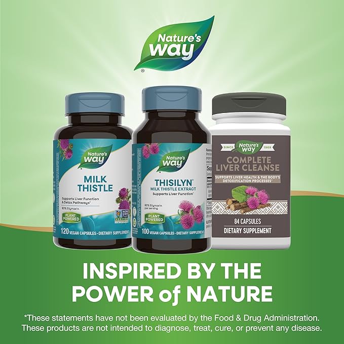 Nature's Way Thisilyn with Standardized Milk Thistle Extract, Supports Liver Function*, Silymarin, Vegan, 100 Capsules (Packaging May Vary)