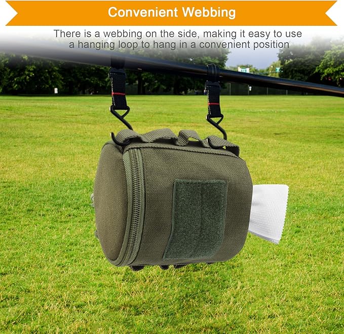 AOUTACC Tactical Roll Paper Storage Bag,Toilet Roll Paper Storage Holder with Molle Mounting Strap,Tissue Cover Organizer for Outdoor Camping,Hiking,Tactical Game-Green