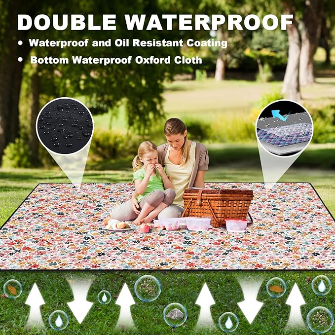 60x80'' Picnic Blankets Giant Water Resistant Sandless Manta Para Outdoors Beach Folding Roll Up Yard Sitting Exercise Couples Mat Road Trip Hiking Traveling Supplies Garden Glamping Equipment