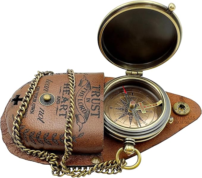 Bible Verse Brass Compass – “Trust in The Lord with All Your Heart” (Proverbs 3:5-6) | Religious Gifts for Men, Women, Boys, Girls, Teens | Daily Encouragement, Easter, Baptism, Faith-Based Keepsake