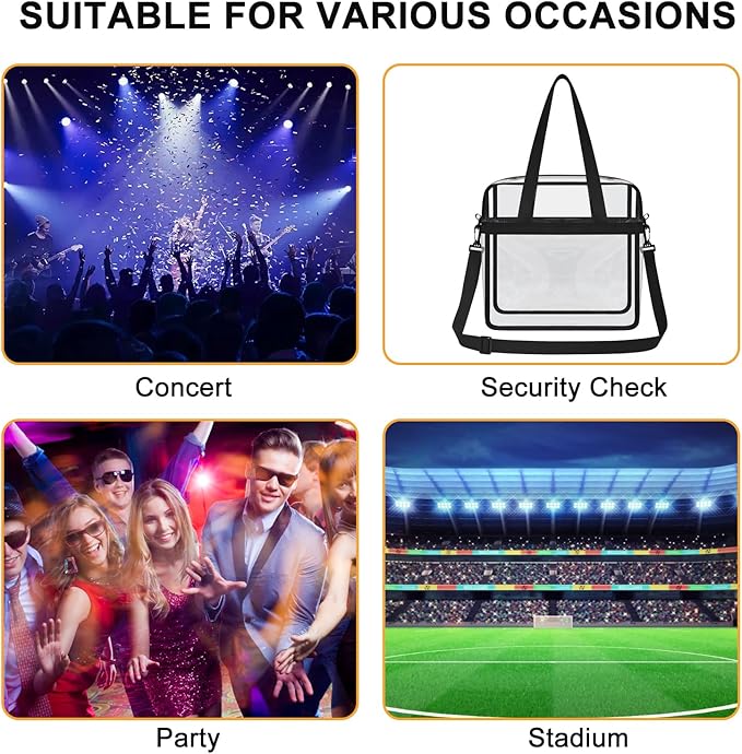 USPECLARE Clear Tote Stadium Approved, Security Travel & Gym Clear Bag for Work Sports Games Concerts