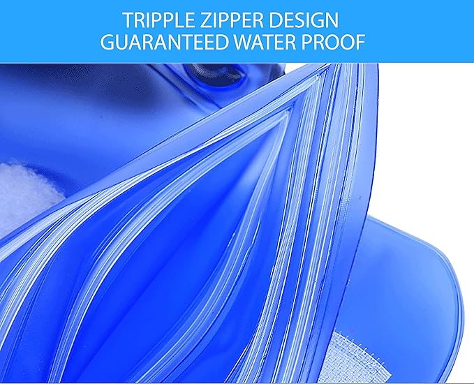 ANJ Outdoors 2PK Most Durable Waterproof Pouch/Waterproof Fanny Packs for Women and Men | 3-Zipper Beach Bags Sandproof | Phone Case With Waist Strap for Swimming