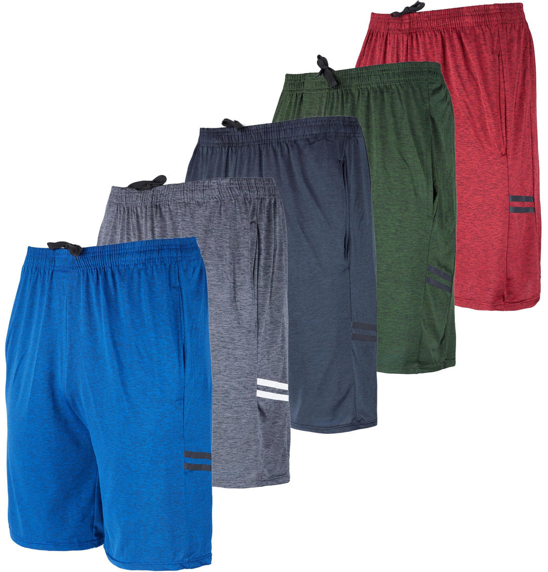 Real Essentials Mens Dry Fit Shorts Dri Active Wear Short Men Athletic Performance Basketball 9 Inch Inseam Sweat Tennis Soccer Running Essentials Gym Casual Workout Sports, Set 8, S, Pack of 5