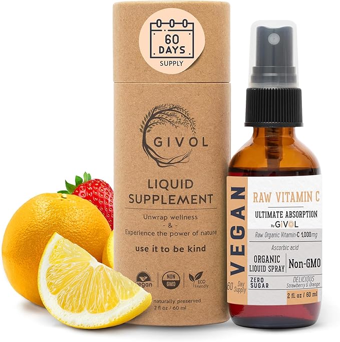 Vitamin C Extra Strength Spray: Daily Absorption Liquid Extract with Lemon, Orange, Strawberry, Rich in Ascorbic Acid, 2oz (60ml) 60 Day Supply
