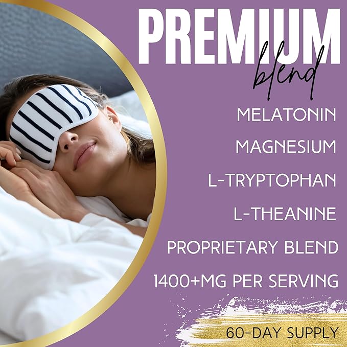 Natural Sleep for Adults – Herbal Supplement with Melatonin, Valerian Root, Magnesium - Deep Sleep Support to Promote Calm Deep Sleeping for Better Rest (180 Count)