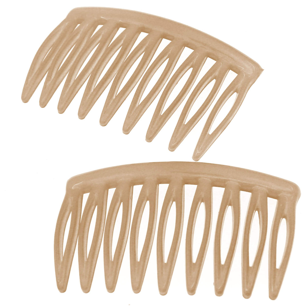Camila Paris CP3109 French Hair Side Comb, Small, Curved Beige French Twist Hair Combs Decorative, Strong Hold Hair Clips for Women Bun Chignon Up-Do Styling Girls Hair Accessories, Made in France
