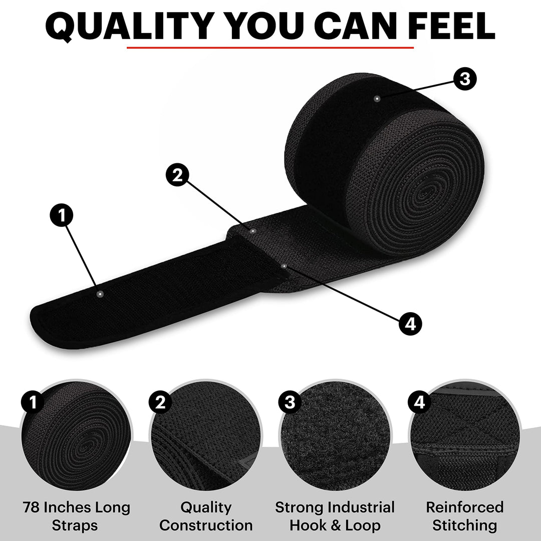 DMoose Knee Wraps for Weightlifting - 78" Length Heavy Duty Knee Straps Pair - Avoid Knee Injury - Provides Joint Stability I Cross Training & WODs I Compression & Elastic Support