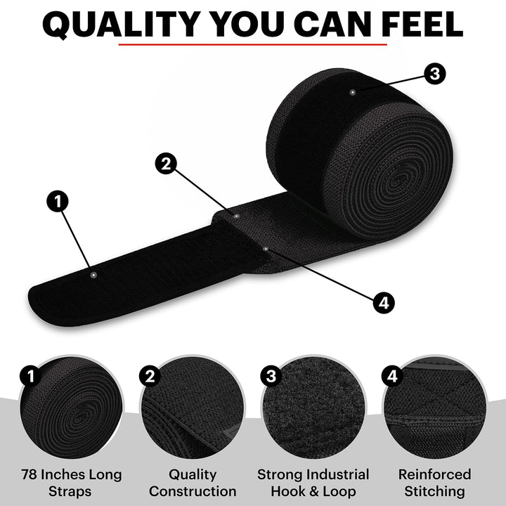 DMoose Knee Wraps for Weightlifting - 78" Length Heavy Duty Knee Straps Pair - Avoid Knee Injury - Provides Joint Stability I Cross Training & WODs I Compression & Elastic Support