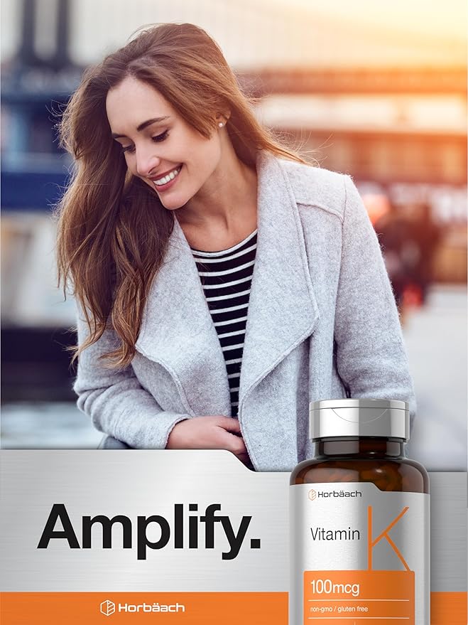 Horbäach Vitamin K Supplement | 100mcg | 120 Tablets | Vegetarian, Non-GMO & Gluten Free Supplement