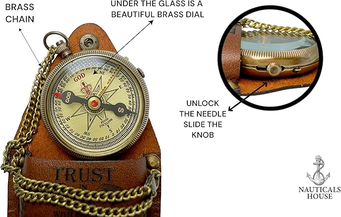 Bible Verse Brass Compass – “Trust in The Lord with All Your Heart” (Proverbs 3:5-6) | Religious Gifts for Men, Women, Boys, Girls, Teens | Daily Encouragement, Easter, Baptism, Faith-Based Keepsake