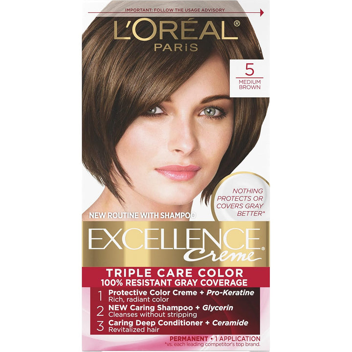 5RB Medium Reddish Brown Hair Color | L'Oreal Paris Excellence Creme – 8 Weeks Gray Coverage