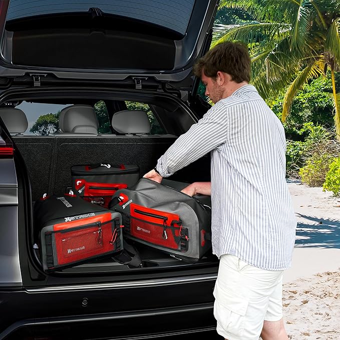 X-Strike Waterproof Duffel - Large Capacity Travel Dry Bag, Heavy Duty with Durable Straps & Handles, Portable for Travel, Camping, Kayaking, Fishing, Boating - 34L