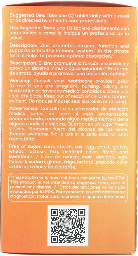 Bio Nutrition Zinc Citrate, 30 mg, 100 Tablets