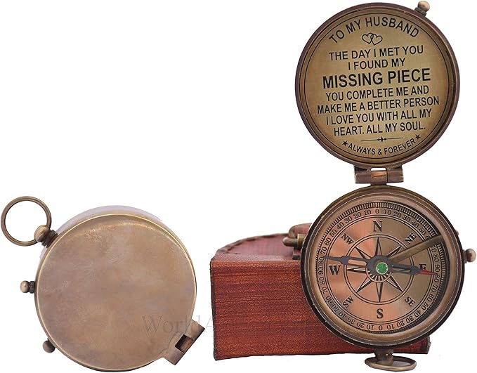 Engraved Compass, Gift for Husband,Anniversary,Wedding Gift for Him, Long Distance Boyfriend Gift, Fiance Gift I Miss You Long Distance Relationship Gift Boyfriend Gift