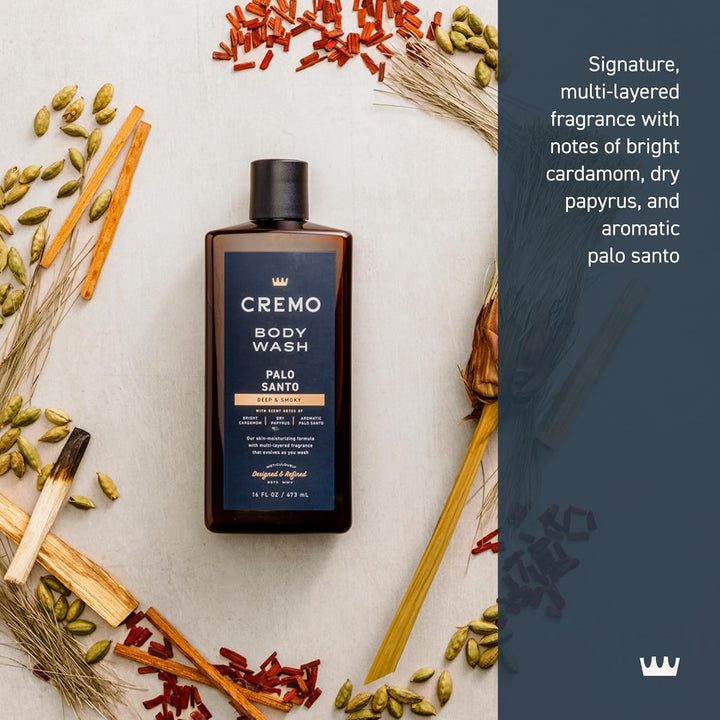 Cremo Body Wash for Men | Bright Cardamom & Palo Santo | 16 Fl Oz