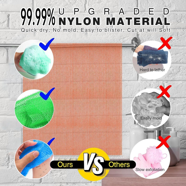 3-Piece African Exfoliating Shower Set | Bright Colors for Smooth Skin