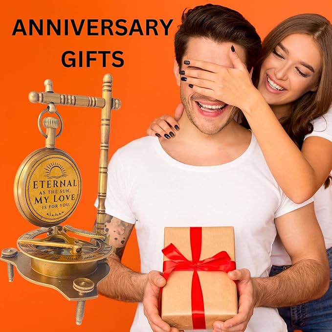 ALADEAN Eternal Love Anniversary Sundial Compass Gift for Him or Her Unique Gift for Husband Wife Men Wedding Anniversary 50th 40th 25th 20th 1st Year Celebration