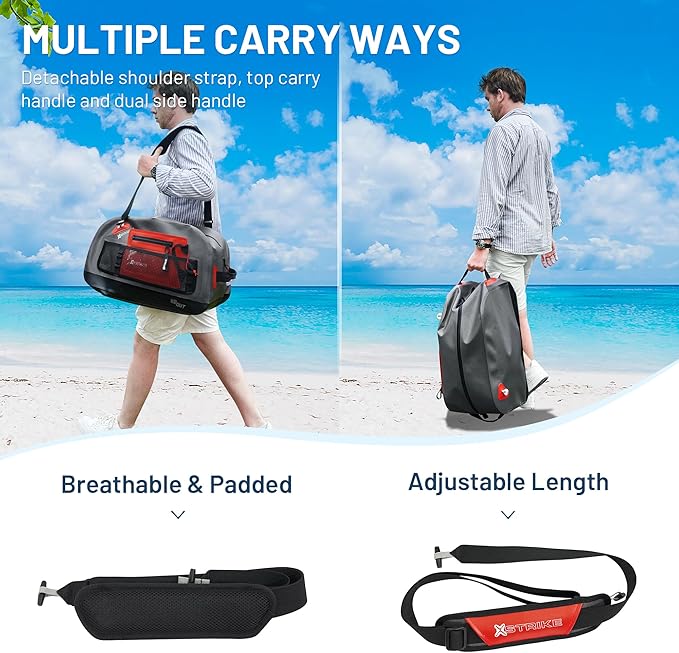 Waterproof Duffel Bag, 52L Large Capacity Waterproof Travel Dry Duffel Bag, Heavy Duty Bag with Durable Straps & Handles, Board Deck Bag for Kayaking Paddle Boating Rafting Fishing Picnic Camping