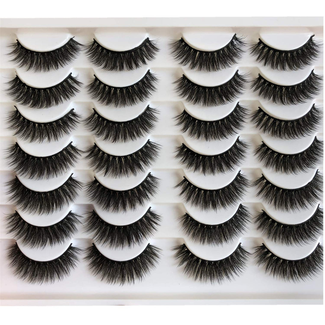 Alicrown Short Eyelashes Natural Look False Lashes Mixed Lightweight Fluffy Handmade Soft Volume 14 Pairs Faux Mink Pack