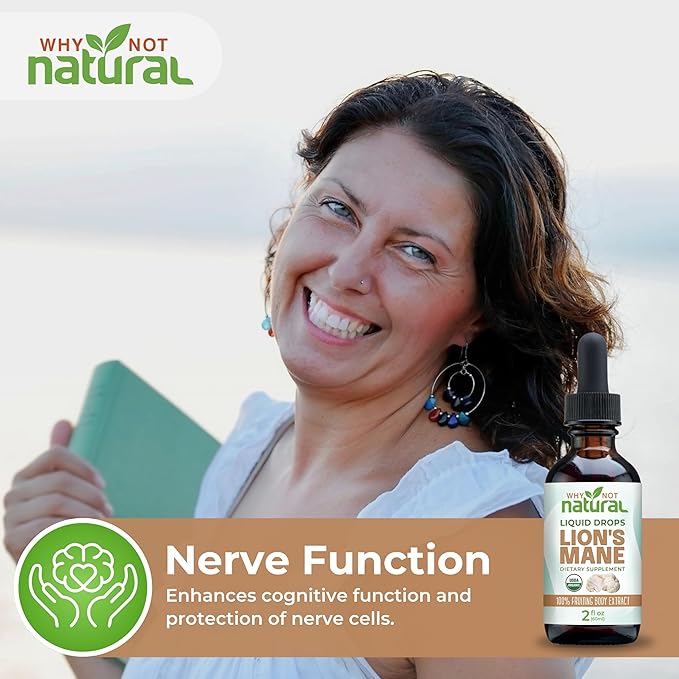 Why Not Natural Organic Lions Mane Liquid Extract Mushroom Supplement Tincture