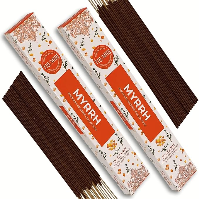 Myrrh Incense Sticks - Incienso de Mirra - Total 40 Insence-Sticks - Dual Pack of 20 Insense - Inciensos - Inscents - Natural Non Toxic Ingredients - Incents - Incence - Inscense