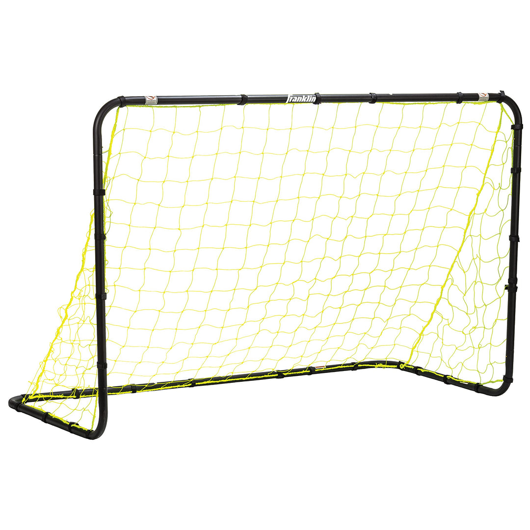 Franklin Sports Competition Soccer Goal - Steel Backyard Soccer Goal with All Weather Net - Includes 6 Ground Stakes - 6'x4' Soccer Goal - Black