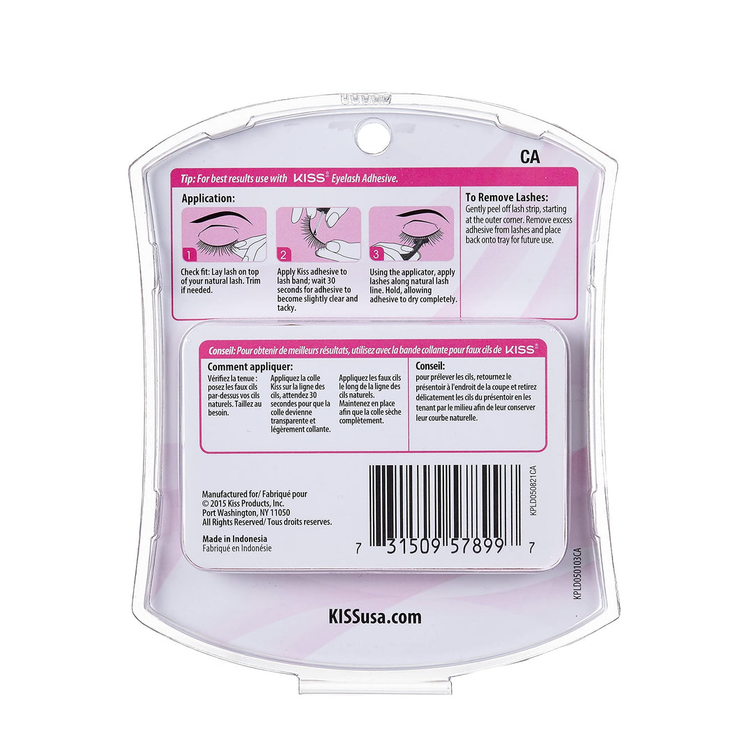 KISS Ever EZ Lashes Double Pack #11 with Easy Angle Lash Applicator, Easy-To-Apply Lightweight False Eyelashes, 100% Cruelty-Free Natural Human Hair, Reusable and contact lens friendly, 2 Pairs Black