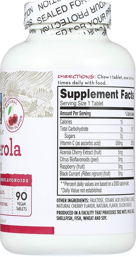365 by Whole Foods Market, Vitamin C Plus Acerola C 500Mg, 90 Tablets (Pack of 2)