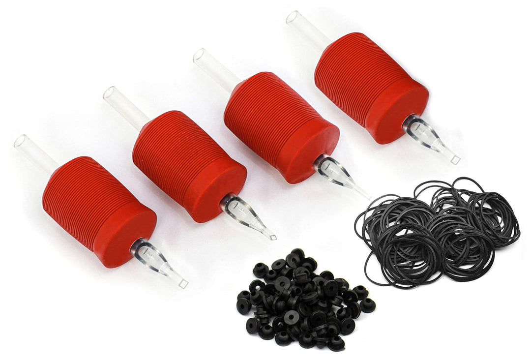 BEZTAT 30mm (6/5" Inch) Ultra Premium Clear Disposable Tubes w/Red Soft Silicone Grip- 15 Pack, Round Tip (14RT)