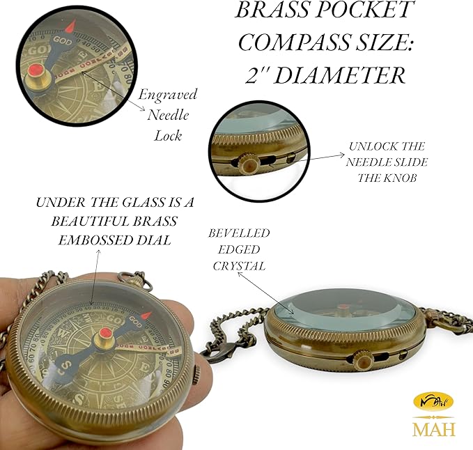 Bible Verse Brass Compass – “Be Strong and Courageous” (Joshua 1:9) | Christian Gift for Graduation, Baptism, Confirmation – Religious Keepsake for Boys, Girls, Teens, Men, Pastors & Church Events