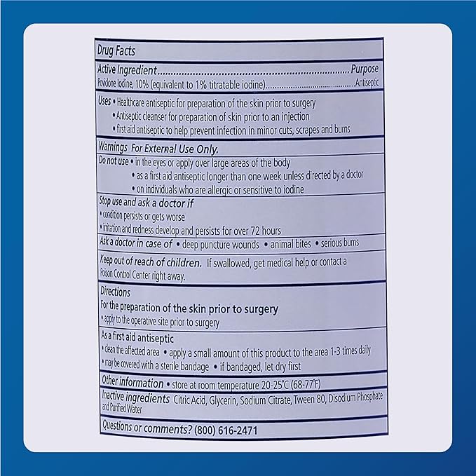 Major 10% Povidone-Iodine Liquid Topical Solution, USP - Topical Antiseptic for Cuts, Scrapes, Burns, and Minor Skin Wounds - 8 Fl. Oz. (1 Pack)