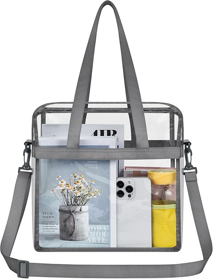 USPECLARE Clear Tote Stadium Approved, Security Travel & Gym Clear Bag for Work Sports Games Concerts