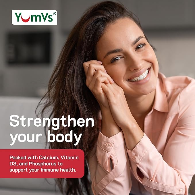 YumVs Calcium 500mg with Vitamin D3 - Raspberry & Orange Flavor Calcium Vitamin D Gummies, Chewable Calcium Supplement for Kids & Adults, Vitamin D Calcium Gummies (60 Count (Pack of 2))