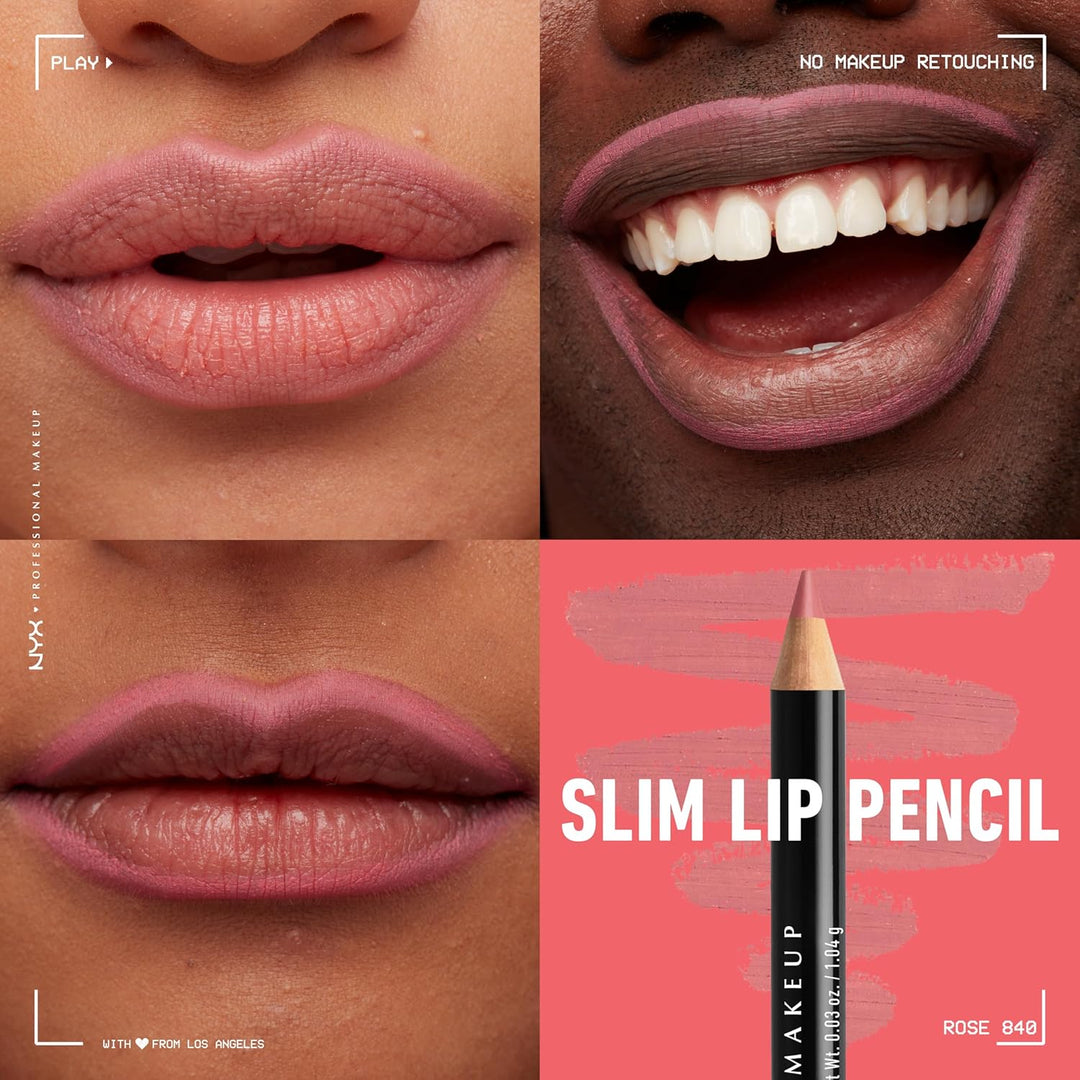 NYX Slim Lip Pencil | Long-Lasting Creamy Lip Liner | Hot Red - 2 Pack