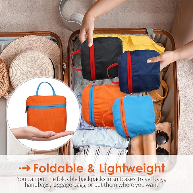 20L Lightweight Hiking Backpack, Foldable Waterproof Back Pack, Packable Small Travel Backpack for Men, Ultra Lightweight Backpack for Women Men(Orange)