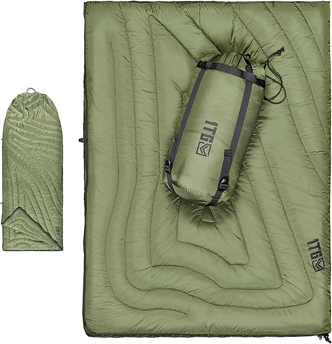 3M Thinsulate Insulation Camping Blanket, Packable, Lightweight Camp Quilt with Footbox, Zippered, Outdoor Sleeping Blanket for Backpacking, Travel, Stadium, Beach