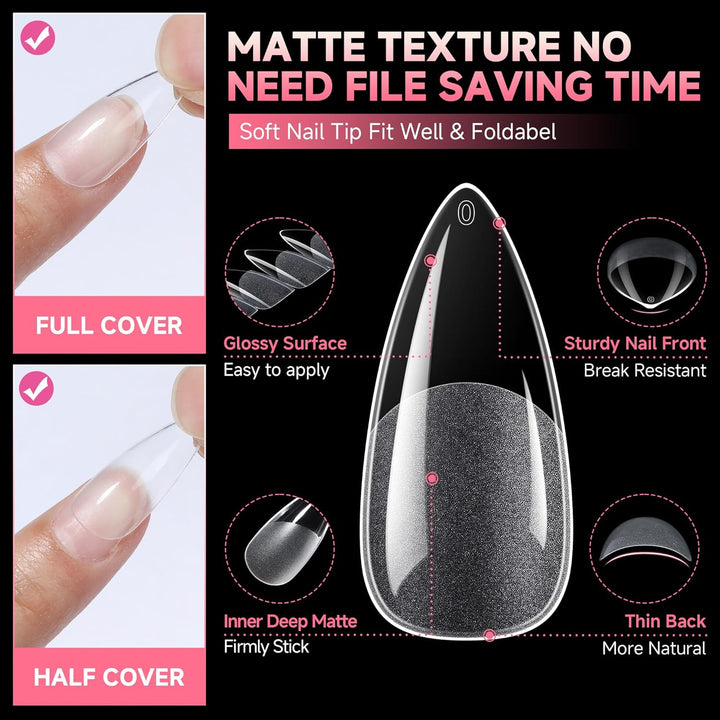 XXL Square Gel Nail Tips | 120 PCS Extra Long | No C Curve | DIY Home Use