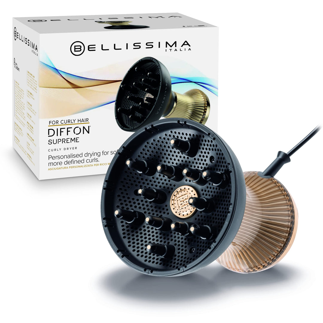 Bellissima Italia Diffon Supreme Diffuser & Curly Hair Dryer - XL Diffuser for Quick Drying - Cool Button - Anti-Frizz Technolog