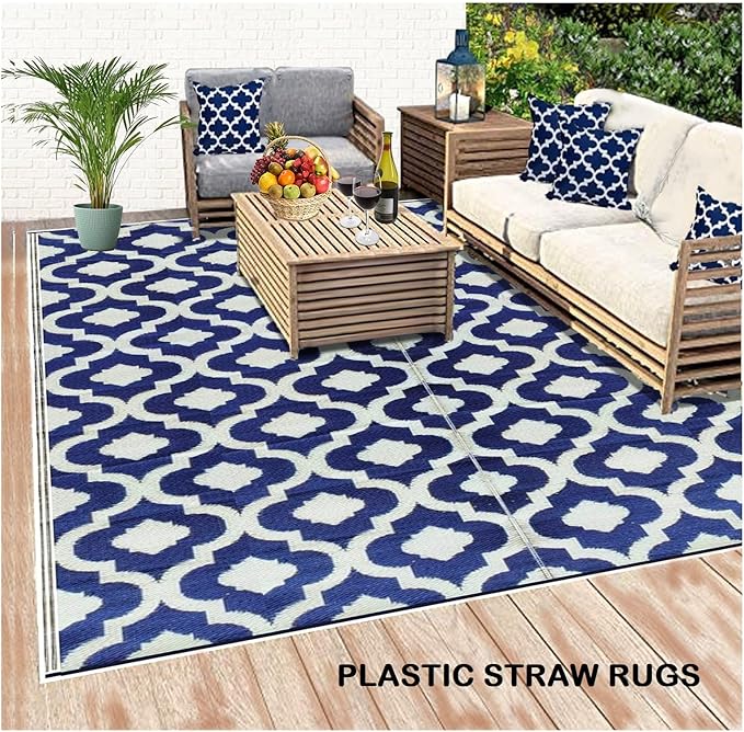 BalajeesUSA Outdoor Rug - 5x7 feet, Multi Color, Reversible, Portable, for Camping picnic, Waterproof, Plastic straw patio rugs, RV camper mat 477