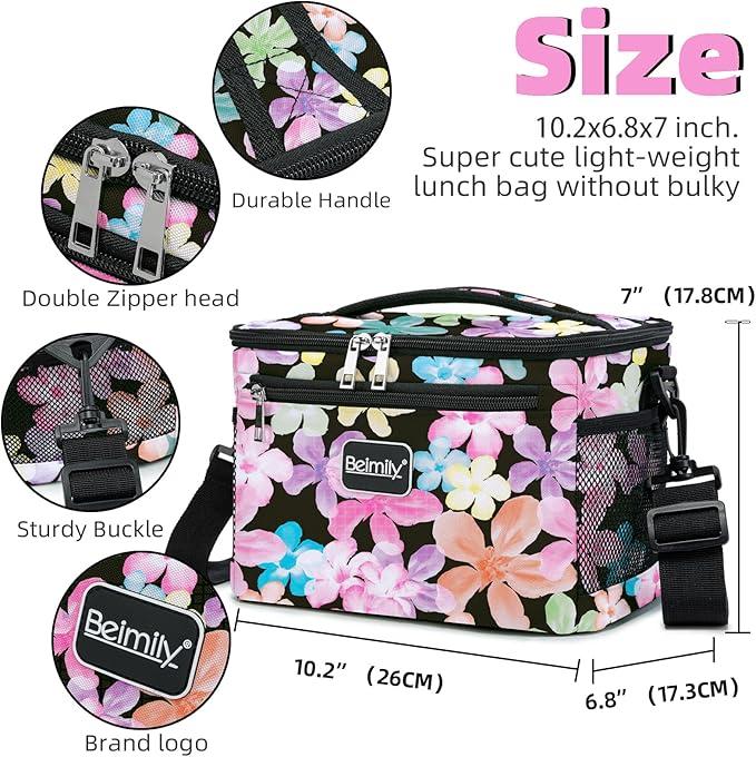 BEIMILY Lunch Bag for Women/Men,Reusable Lunch Box Small Lunch Bag Soft Sided,Leakproof Cooler Bag for Work