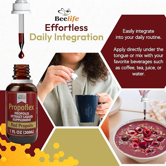 Beelife Red Bee Propolis Extract,100% Pure Extract Bee Propolis Tincture, High Artepillin-C Levels - Natural Immune Support- from Brazil, Certified ISO 22000, Kosher (30ml/ 1Fl.Oz)
