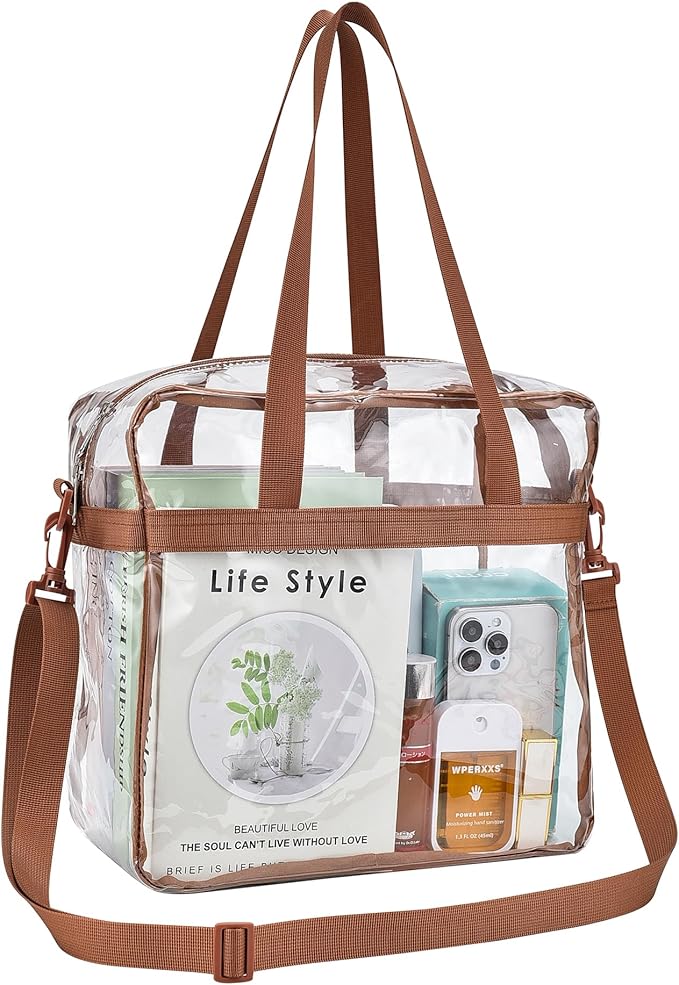 USPECLARE Clear Tote Stadium Approved, Security Travel & Gym Clear Bag for Work Sports Games Concerts