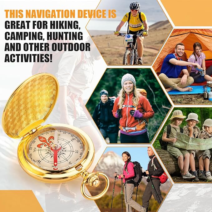 6 Pcs Pocket Compass for Kids Camping Survival Compass for Hiking Gift Glow in The Dark Military Compass Bulk for Hiking Hunting Climbing Camping Party Favor Supplies