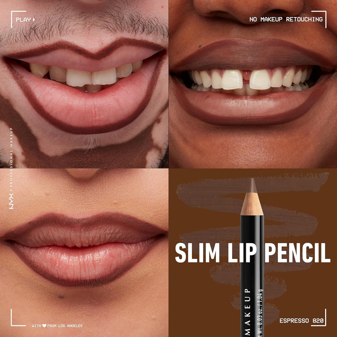 NYX Slim Lip Pencil | Long-Lasting Creamy Lip Liner | Hot Red - 2 Pack