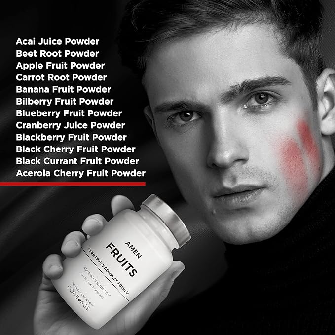 Amen Fruits, Daily Fruits Vitamins Supplements, Over 20 Whole Fruit Extracts - Raw Multivitamin, Berries, Antioxidant Polyphenols Superfood & Flavonoids - Non-GMO - 90 Capsules