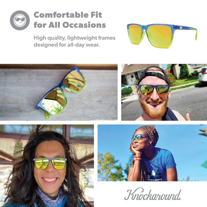 Knockaround Fast Lanes Sport - Polarized Running Sunglasses for Women & Men - Impact Resistant Lenses & Full UV400 Protection, Cool Runnings