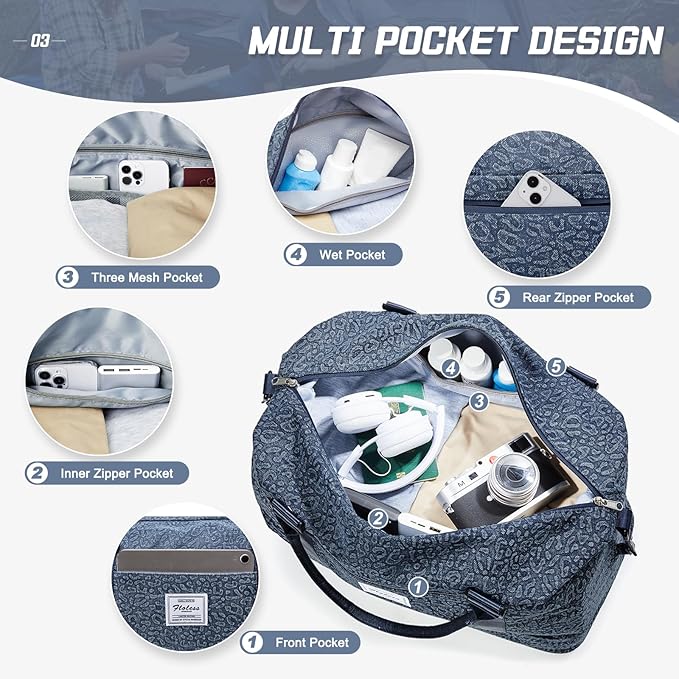 Travel Duffel Bag,Sports Tote Gym Bag,Shoulder Weekender Overnight Bag for Women