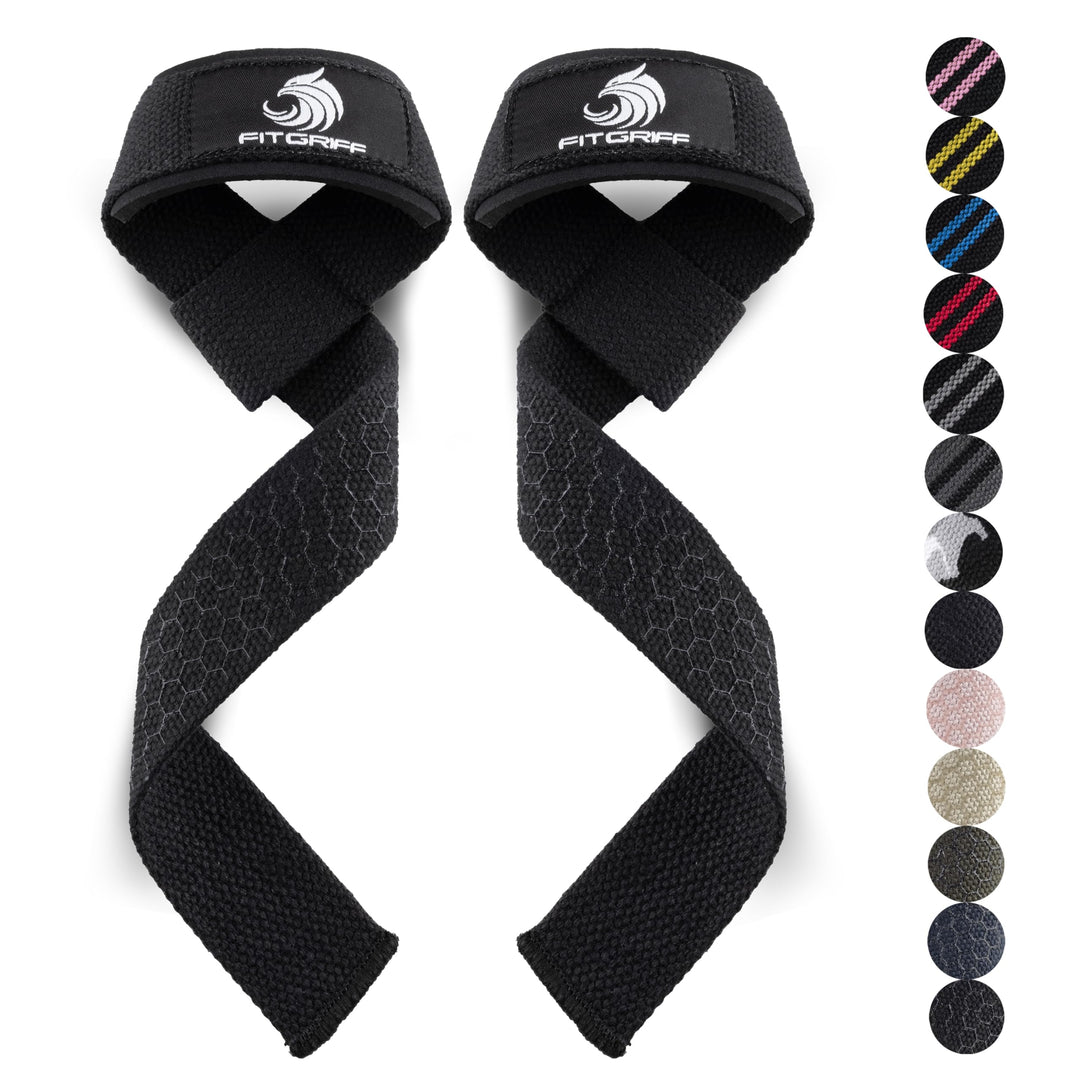 Fitgriff® Lifting Wrist Straps for Weightlifting, Gym, Deadlift, Workout (Made of Premium Cotton & Padded) - Men & Women (XS, Black (Silicone-Grip))