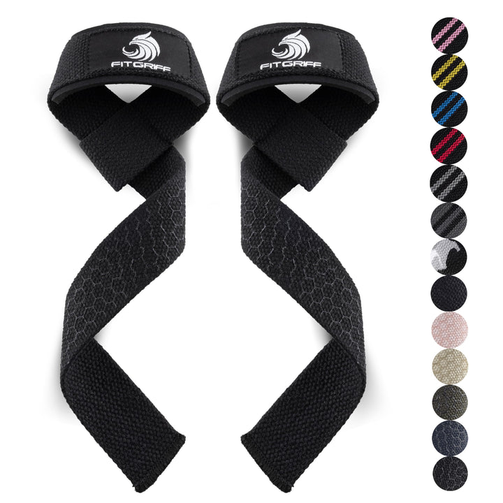 Fitgriff® Lifting Wrist Straps for Weightlifting, Gym, Deadlift, Workout (Made of Premium Cotton & Padded) - Men & Women (XS, Black (Silicone-Grip))