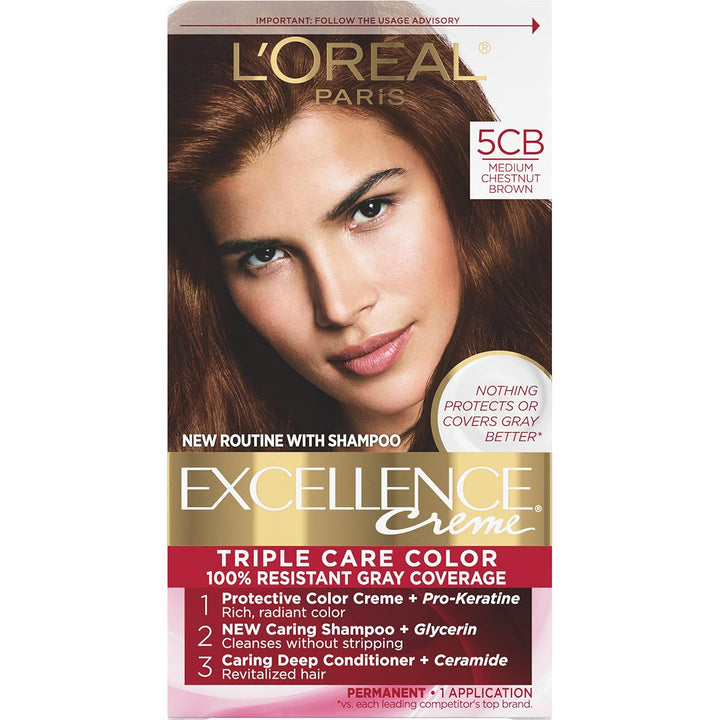 5RB Medium Reddish Brown Hair Color | L'Oreal Paris Excellence Creme – 8 Weeks Gray Coverage